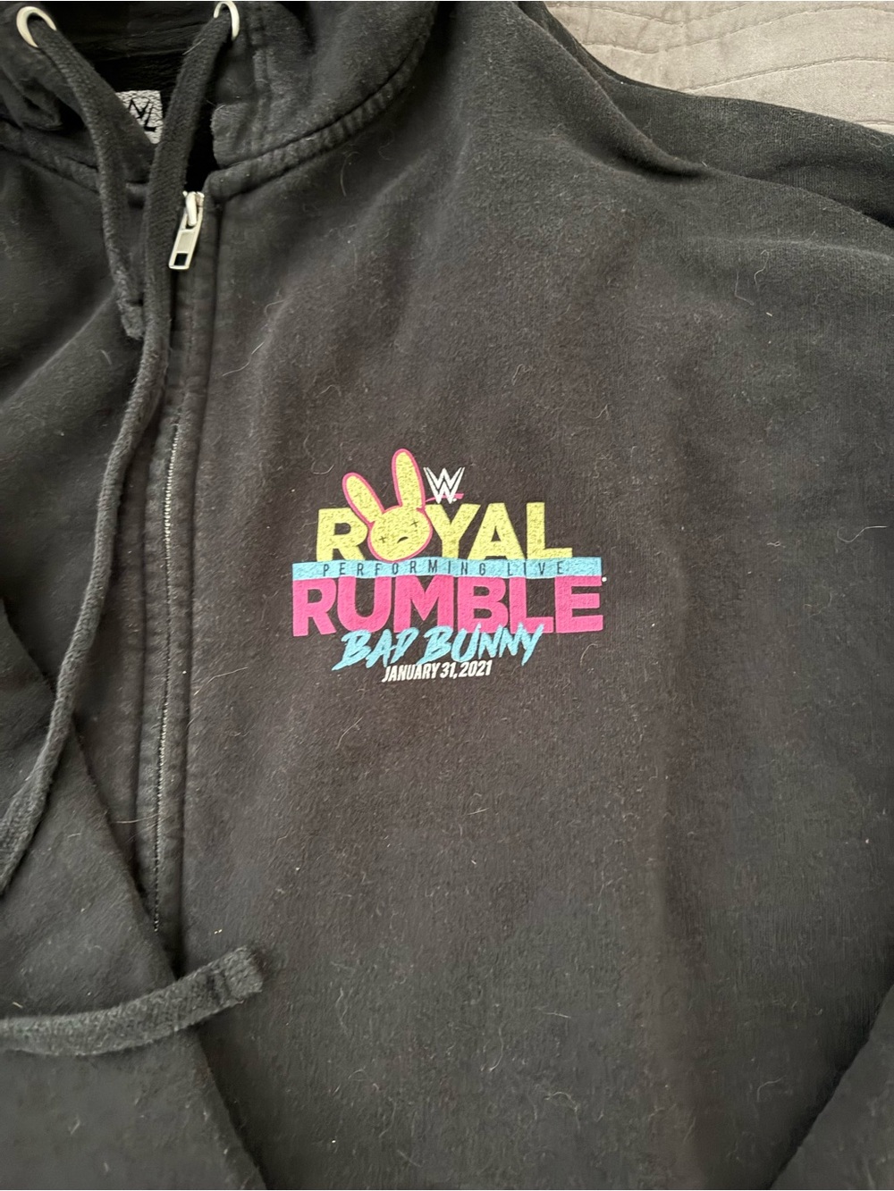 WWE Royal Rumble Black Hoodie - Bad Bunny Graphic